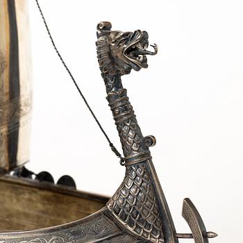 Karl Anderson, a silver viking ship figurine, Stockholm 1905.