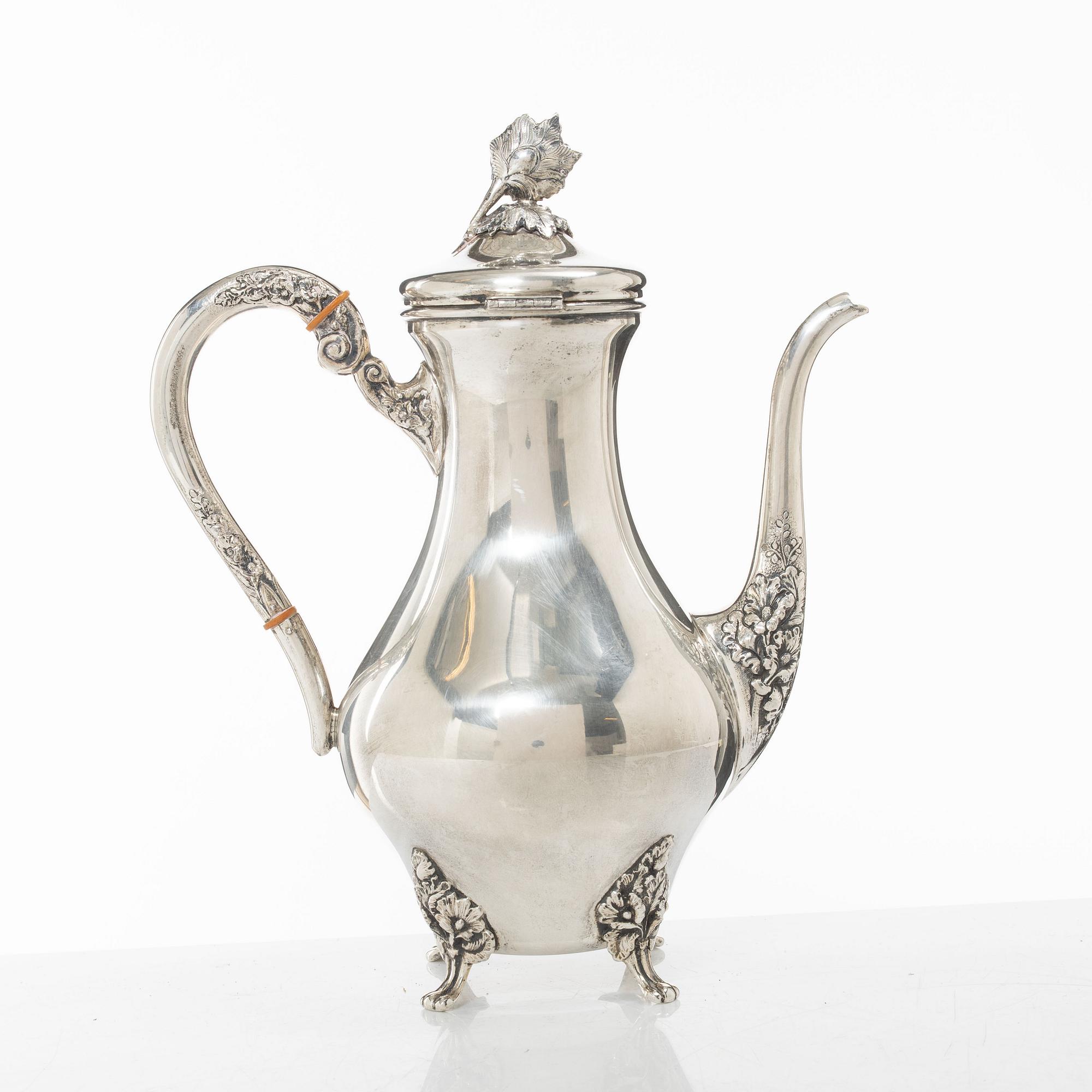Kaffekanna, silver, svensk importstämpel, 1900-tal.