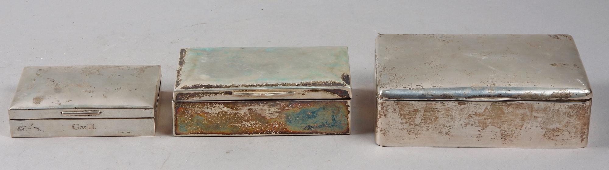 CIGARETTSKRIN, 3 st, silver. Bl a Tyskland. 1900-tal.