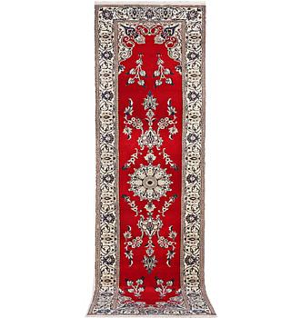 A runner carpet, Nain, part silk, 9 laa, c. 378 x 84 cm.