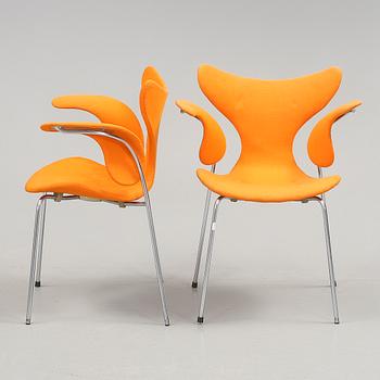 KARMSTOLAR, 4 st, "Måsen" Arne Jacobsen, Fritz Hansen, 1973.