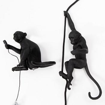 SELETTI, two Monkey lamps, design Marcantonio Raimondi Malerba.