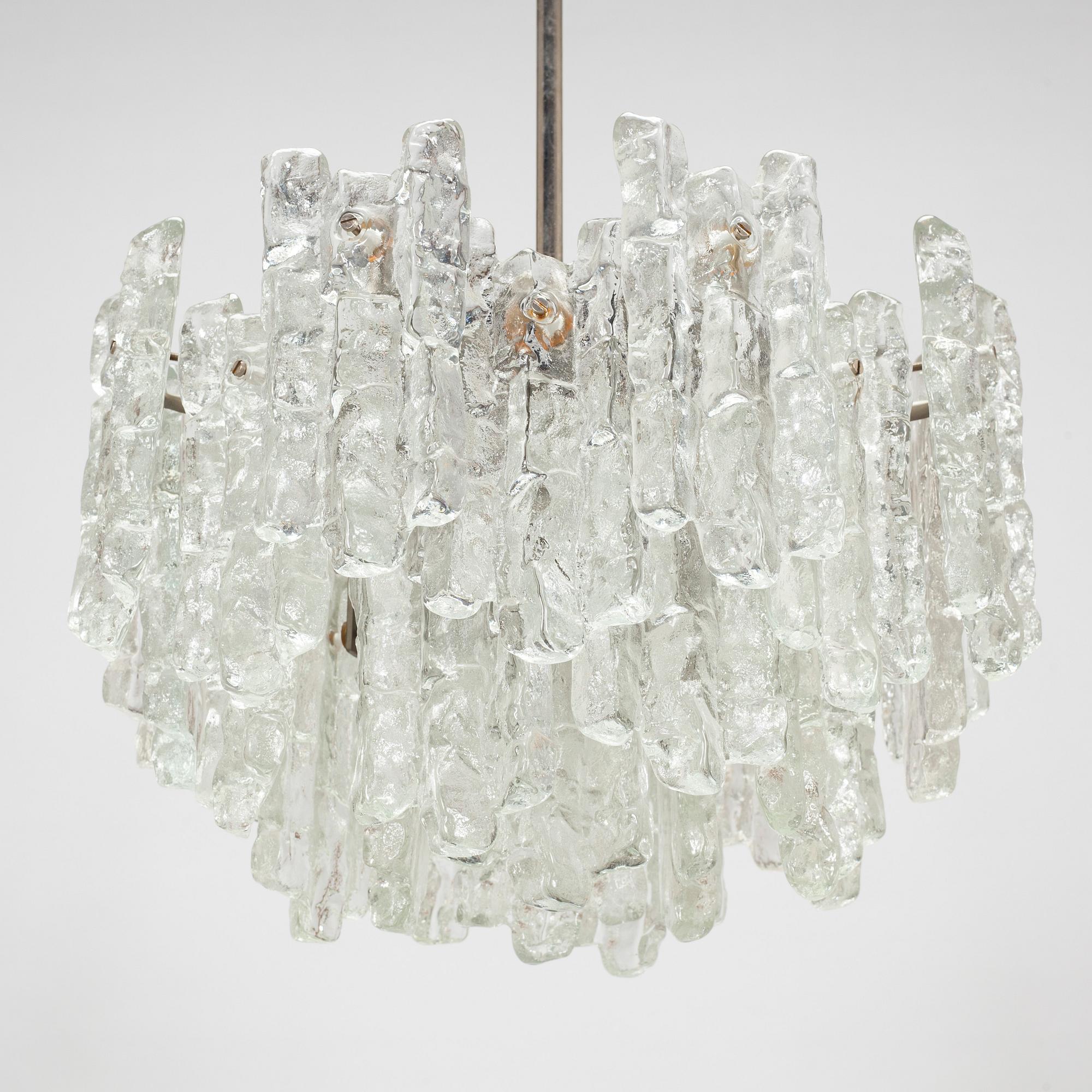 A 1960s "Ice block chandelier" by J.T Design, Kalmar, Austria.