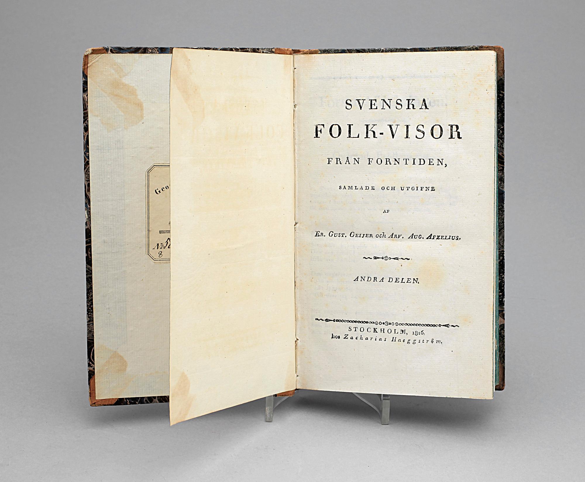BOKVERK, "Svenska folkvisor", volym 1-4, P. A Nordstedt & söner, 1846.