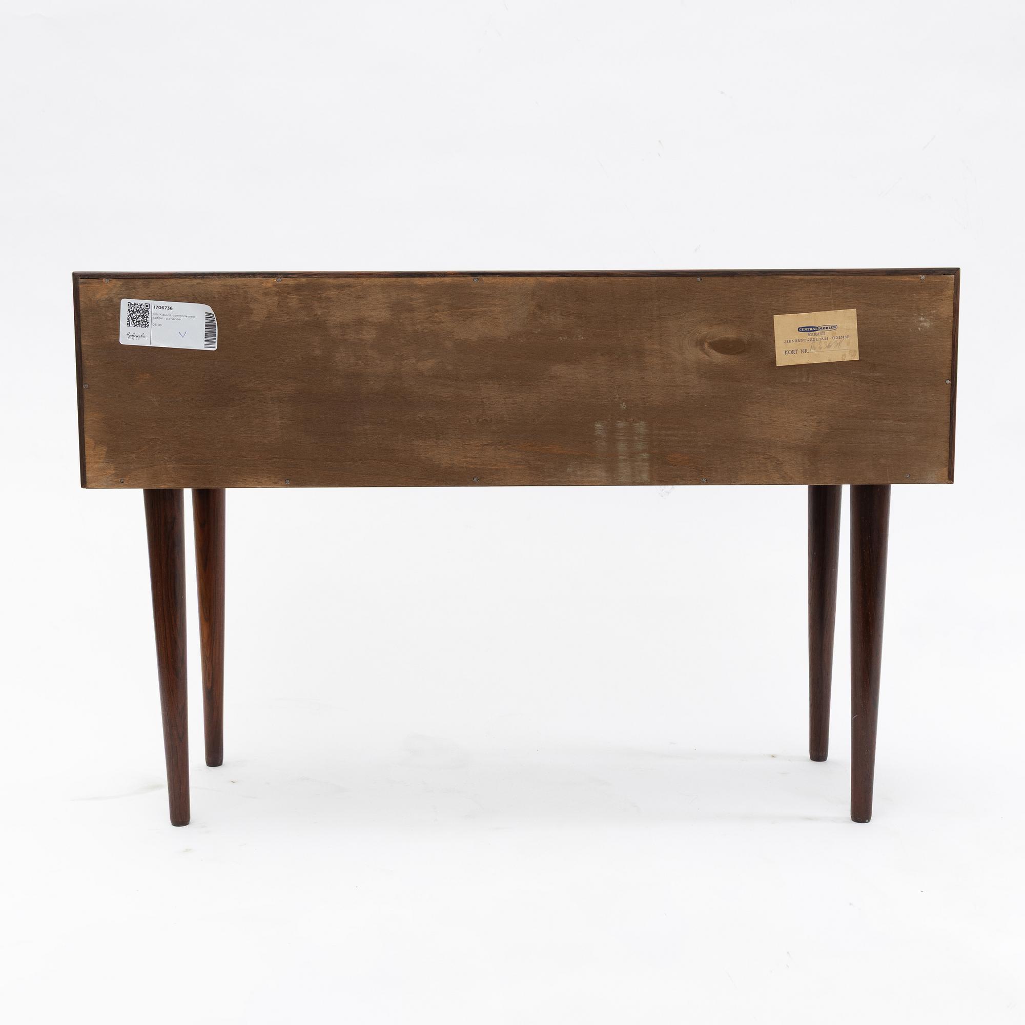 Nils Klausen, a mirror and chest of drawers, Centralmöbler Bolighus, Odense, Denmark, 1960s.