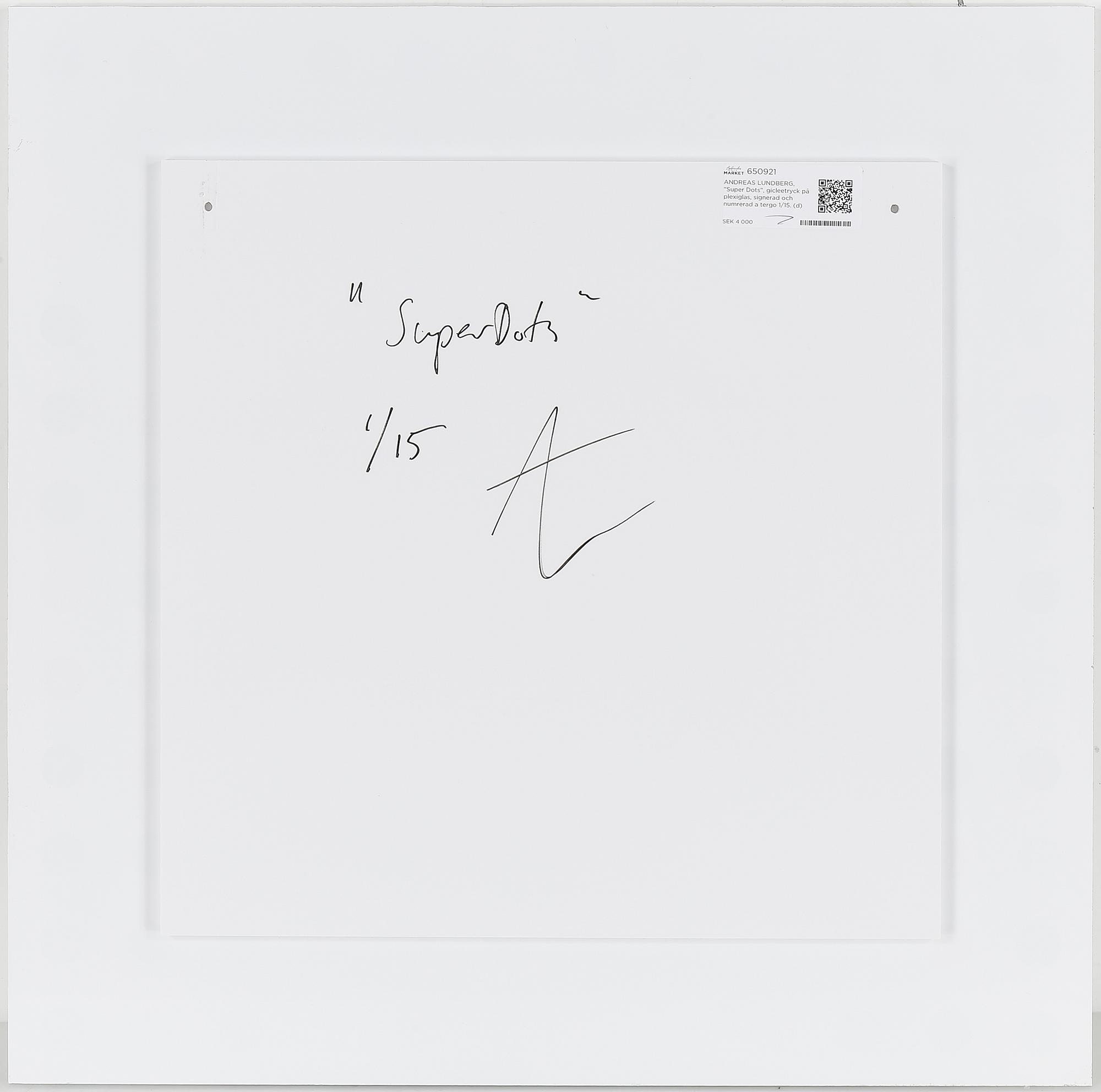 ANDREAS LUNDBERG, "Super Dots", gicleetryck på plexiglas, signerad och numrerad a tergo 1/15.