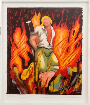SANDRO CHIA, carborundum handcoloured, signed and numbered 10/50.
