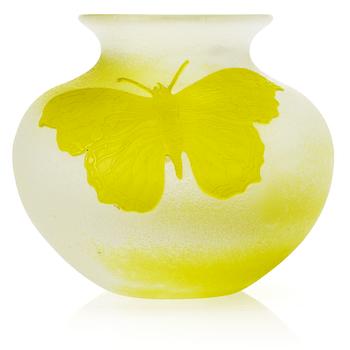 1185. A Karl Lindeberg Art Nouveau cameo glass vase, Kosta.