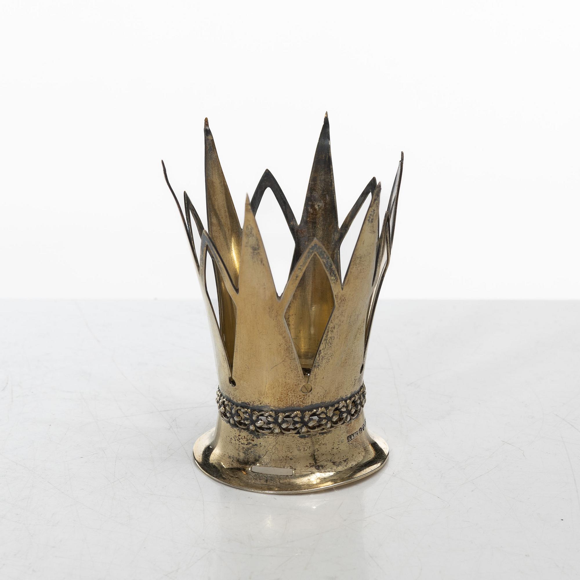 Brudkrona, delvis förgyllt silver, K & EC, Göteborg 1953.