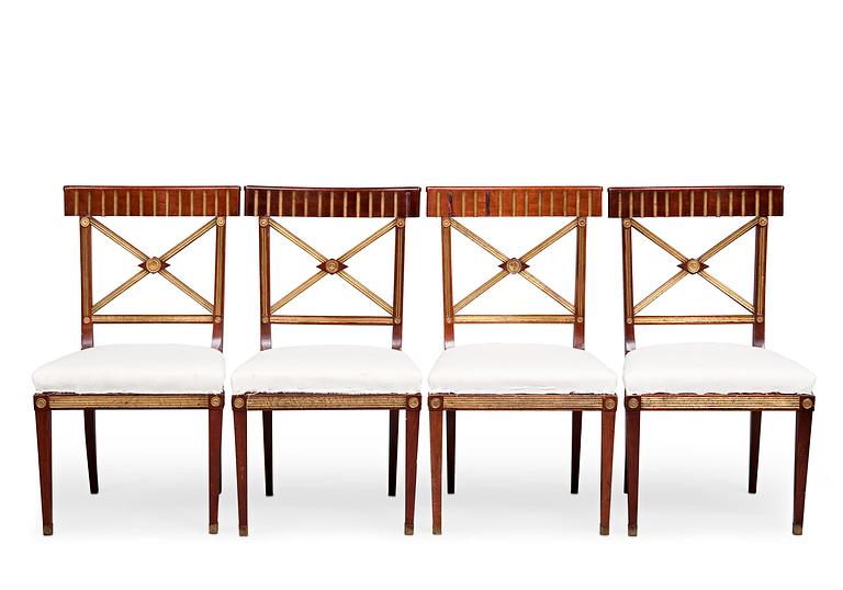 A SET OF FOUR CHAIRS.