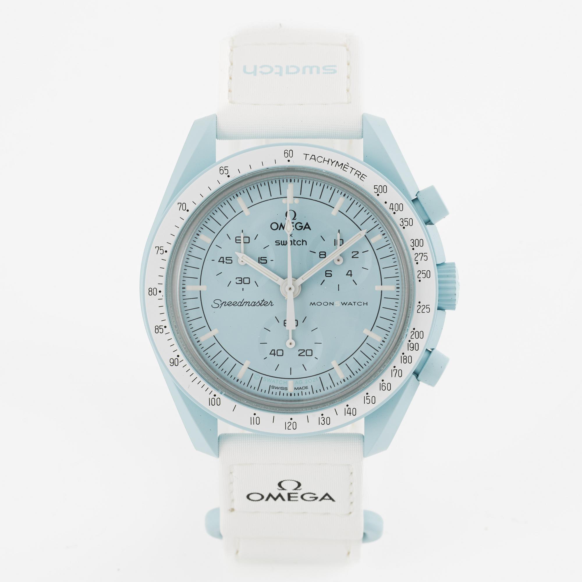 Swatch/Omega, MoonSwatch, Mission to Uranus, kronograf, armbandsur, 42 mm.
