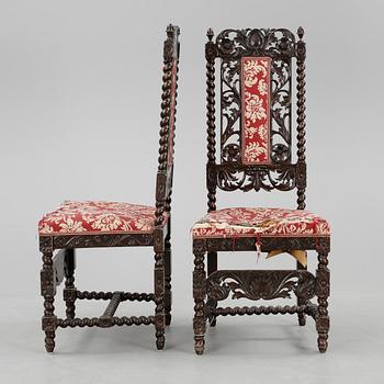 STOLAR, ett par, barockstil, 1800-tal.