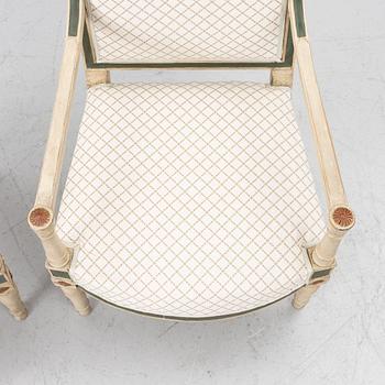 A pair of armchairs, Directoire, France, late 18th Century.