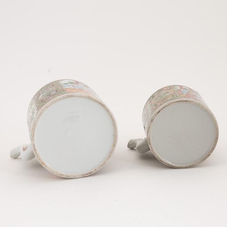 Two Chinese porcelain teapots, Canton, late 19th Century.
