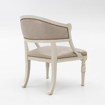 A late Gustavian style armchair, late 20th Century.