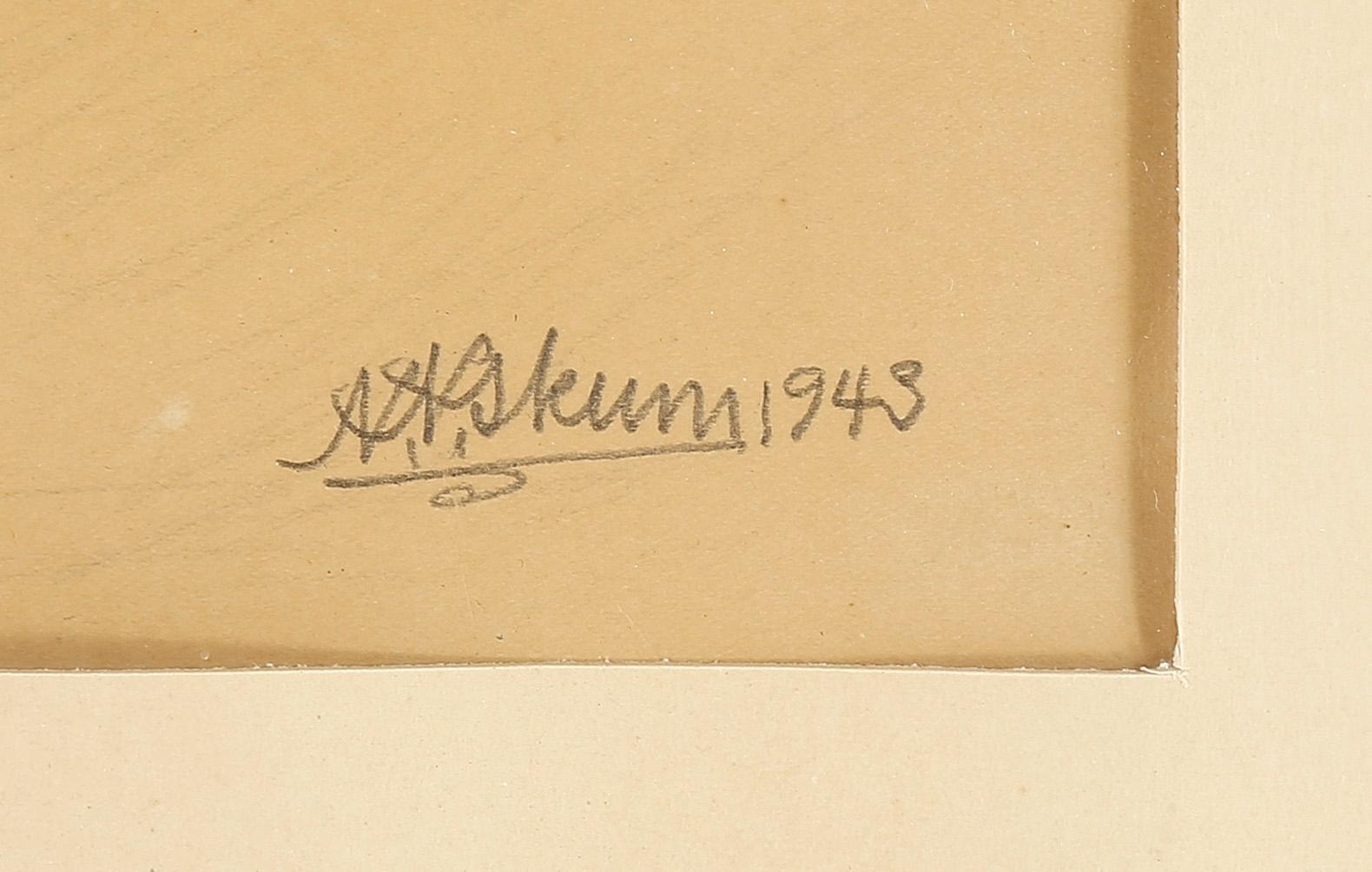 NILS NILSSON SKUM, blandteknik, signerad och daterad 1943.