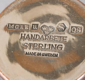 PARTI SILVER, 8 delar, bl a Eric Löfman, 1960-70-tal, Sverige, vikt exklusive ljusstakar ca 473 gram.