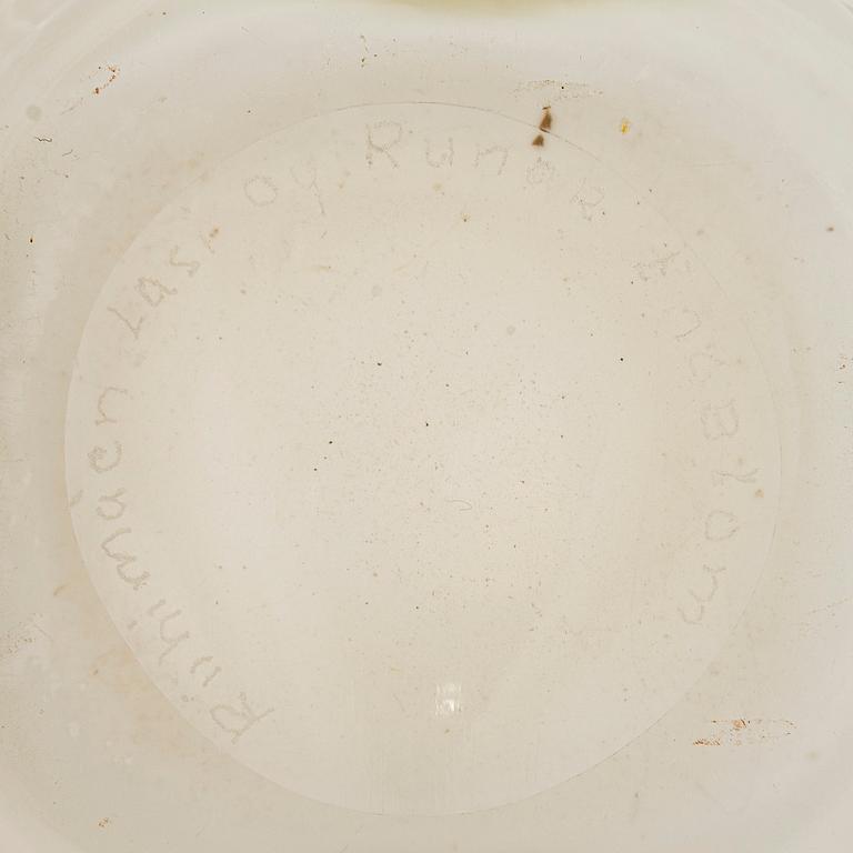 Runar Engblom, maljakko, lasia, signeerattu Runar Engblom Riihimäen Lasi Oy. 1940-luku.