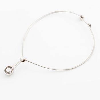 Necklace with pendant, silver and white stone, Ceson, Gothenburg 1968 and 1969.