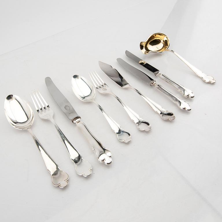 A Swedish 20th century set of 98 pcs if sivler cutlery "Disa" Mark of MGAB Uppsala, total weight 5312 grams.