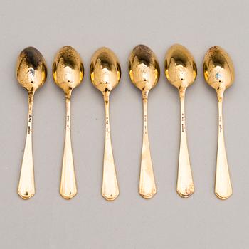 KAFFESKEDAR, förgyllt silver, stämplade Br. Grachev, S:t Petersburg, rysk importstämpel, tidigt 1900-tal. Originalask.
