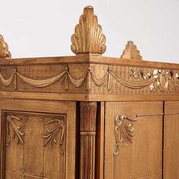 Helge Werner, a Swedish Grace gilt and carved writing cabinet, probably 1920s.