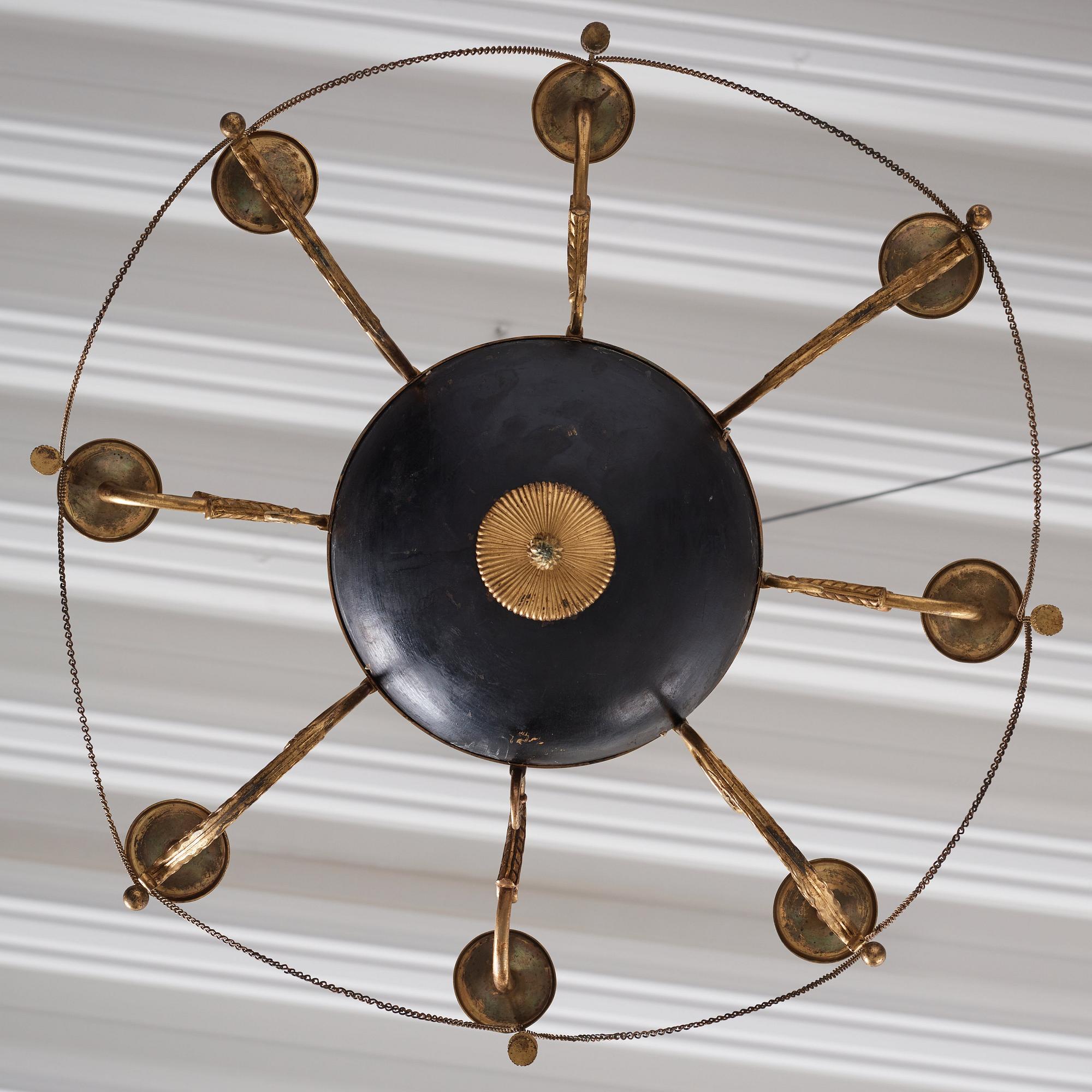 A late Gustavian early 19th century eight-light hanging-lamp.