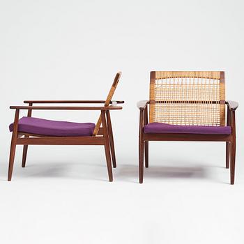 Hans Olsen, a pair of model '519' easy chairs, Juul Kristensen, Denmark, 1950's.