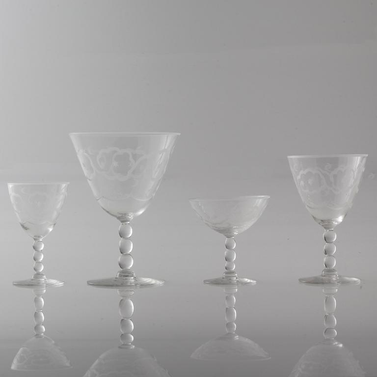 a glass set of table ware of 25 pcs by Johansfors, 20th century.