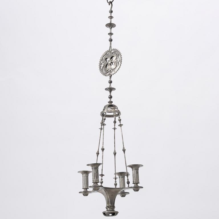 Ferdinand Boberg, a pewter chandelier, Santessons Tenngjuteri, Stockholm 1904.