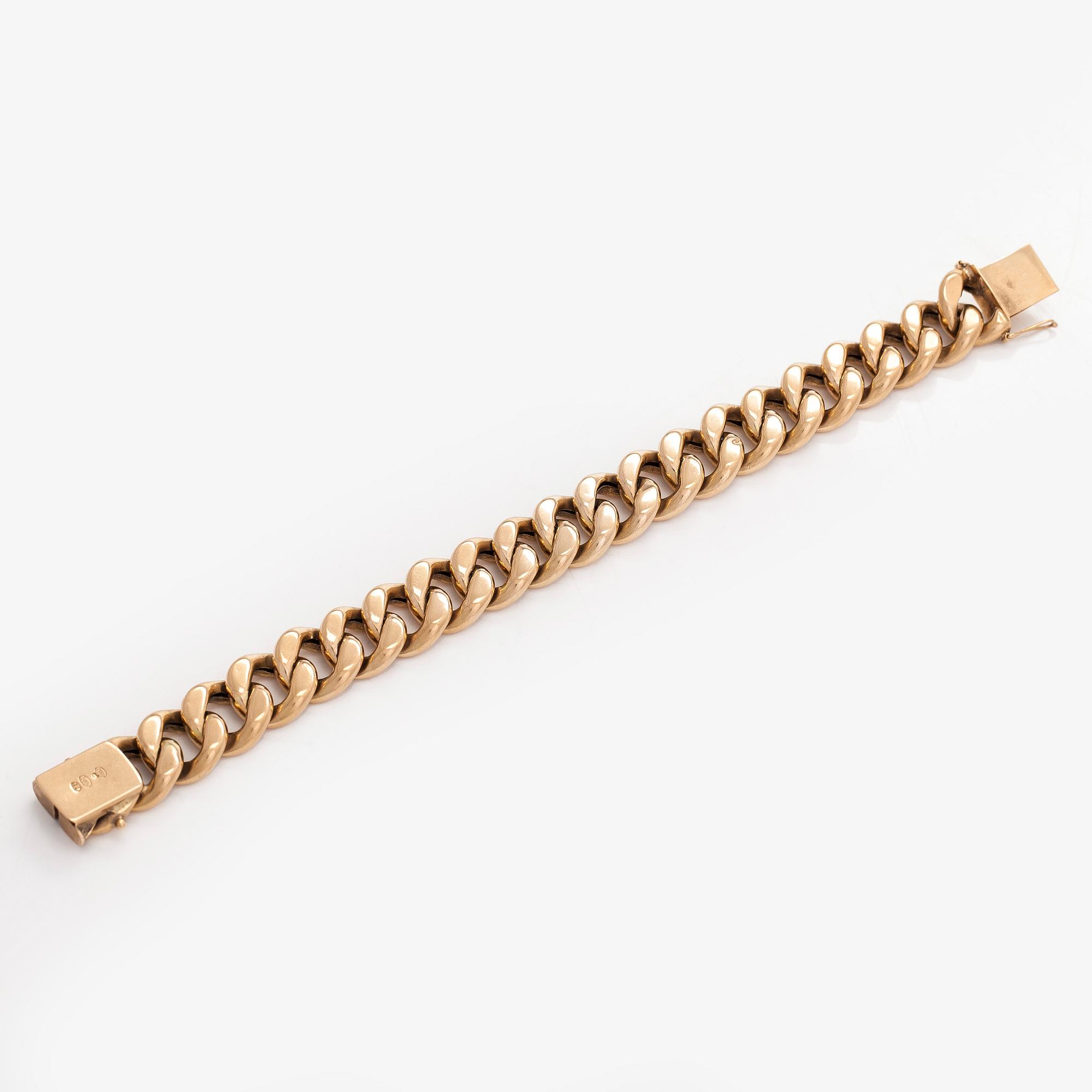 Rannekoru, panssariketju, 14K kultaa, Westerback, Helsinki 1977.