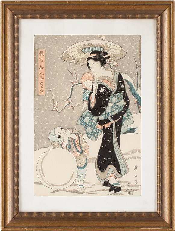 KIKUGAWA EIZAN, tillskriven, träsnitt.