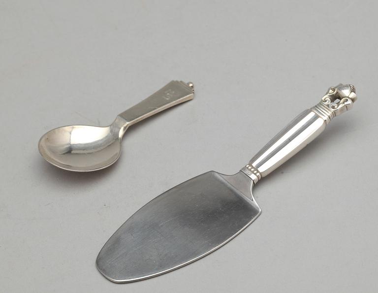 DIVERSE BESTICK, 6 st, sterlingsilver, Georg Jensen, tidigt 1900-tal respektive 1930-tal. Vikt ca 227 gram.