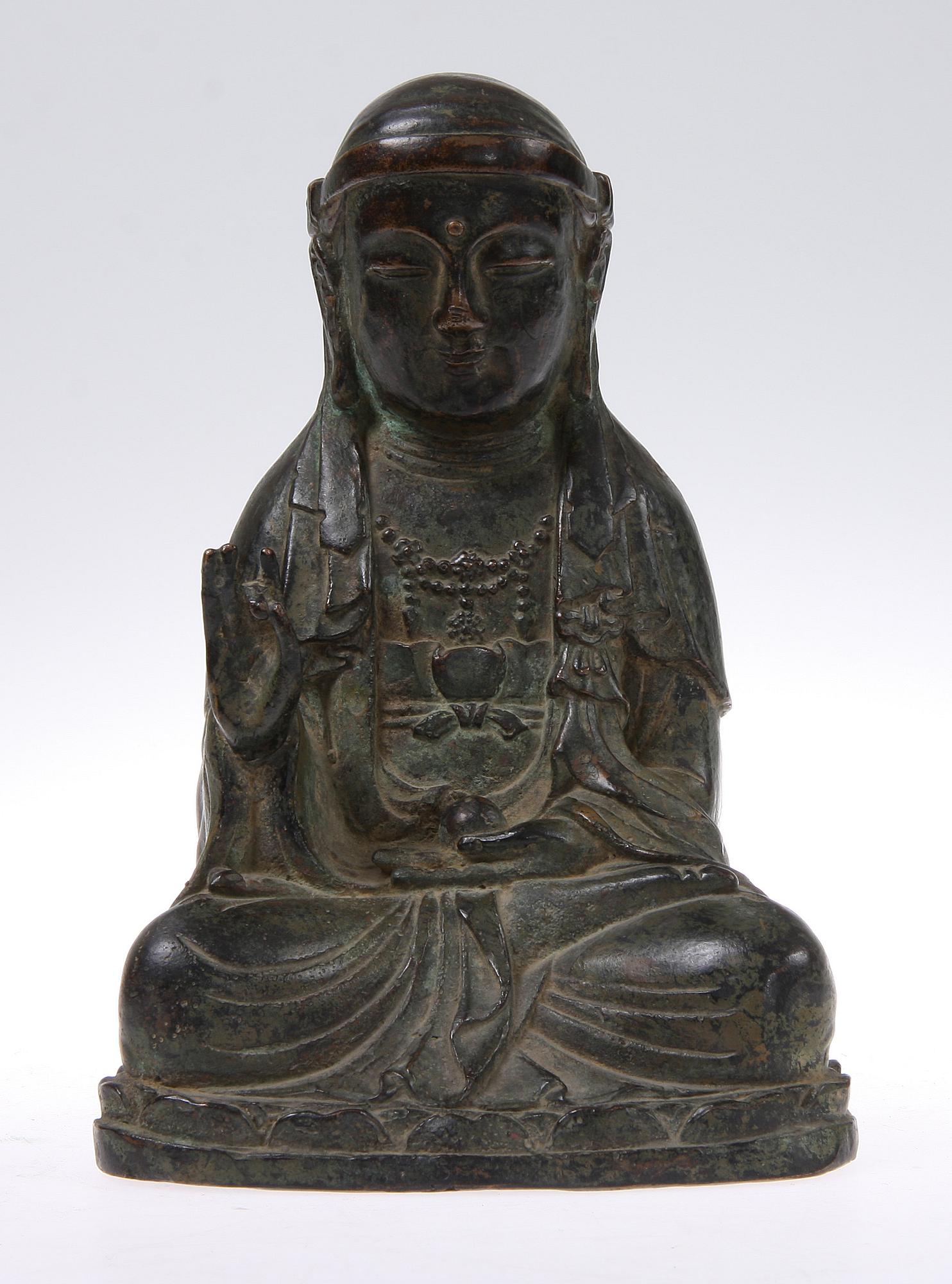 BUDDHAFIGUR, brons, Kina, troligen 1600/1700-tal.