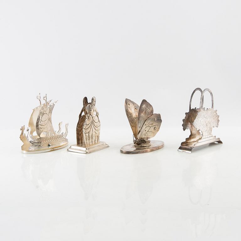 Napkin holders, 4 pieces, silver-plated, first half of the 20th century.