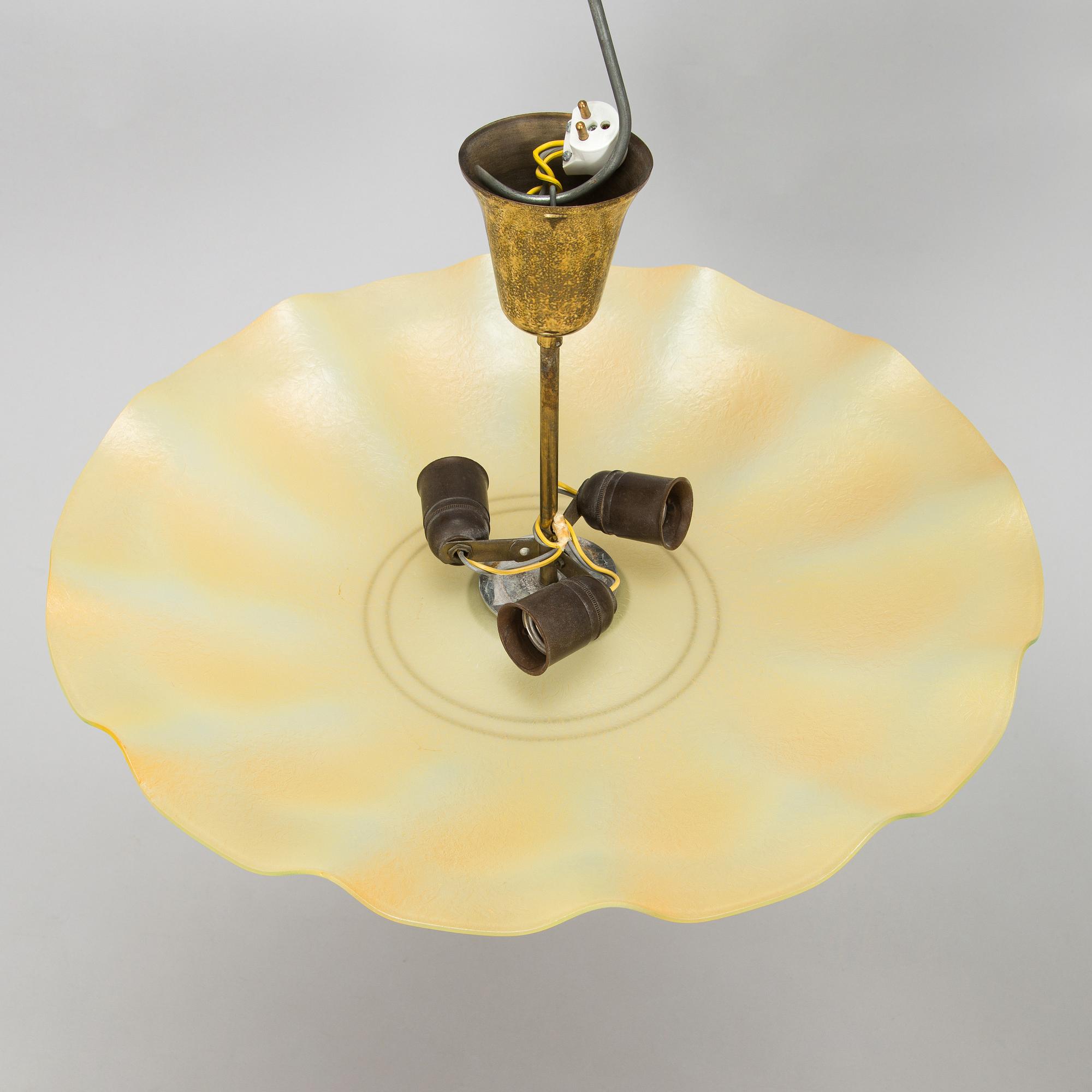 A mid-20th century ceiling light, Lasipaino Oy, Finland.