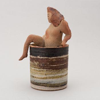 Lisa Larson, a unique stoneware lided jar. Gustavsberg Studio.