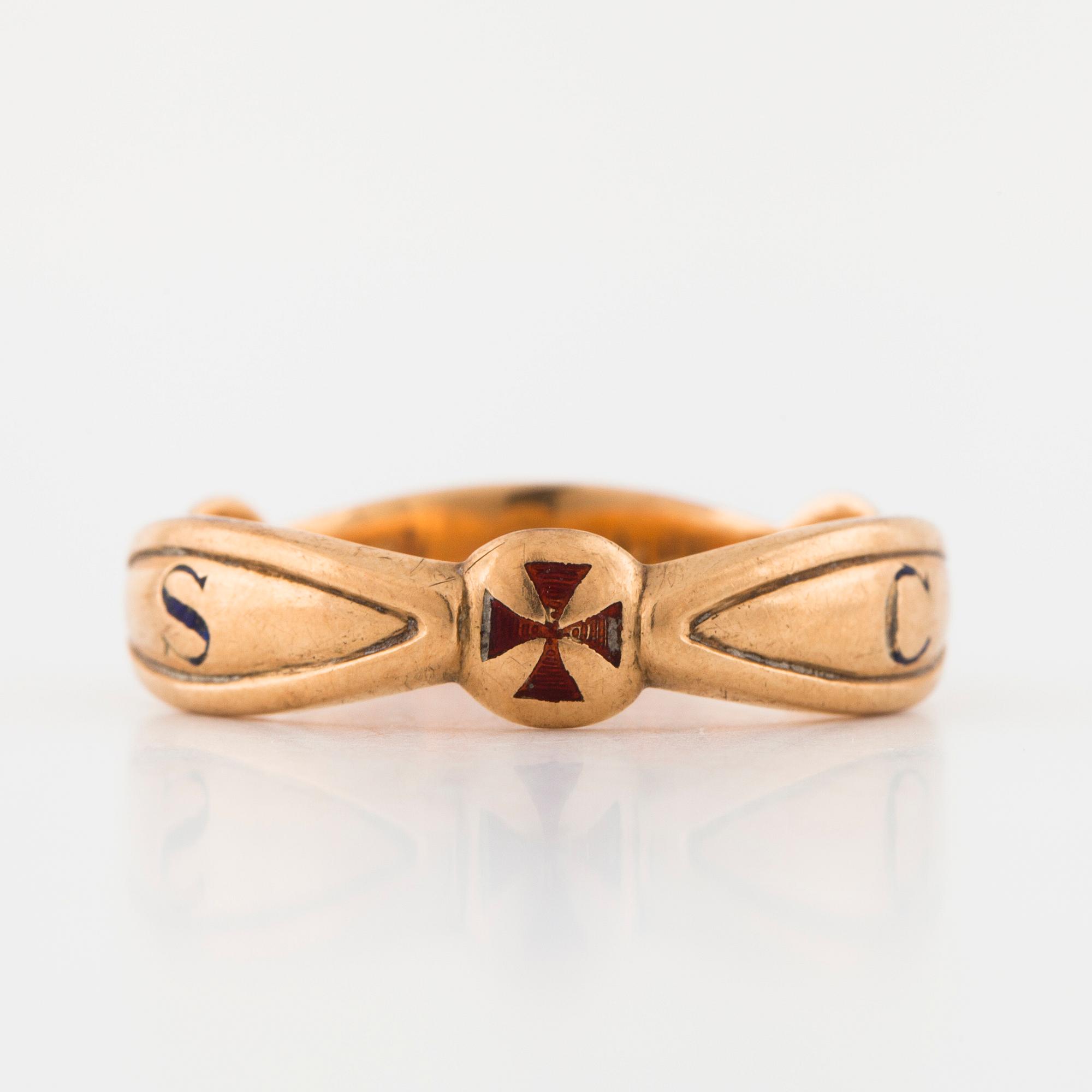 RING, guld, frimurarorden, John Pettersson,Stockholm, 1921.