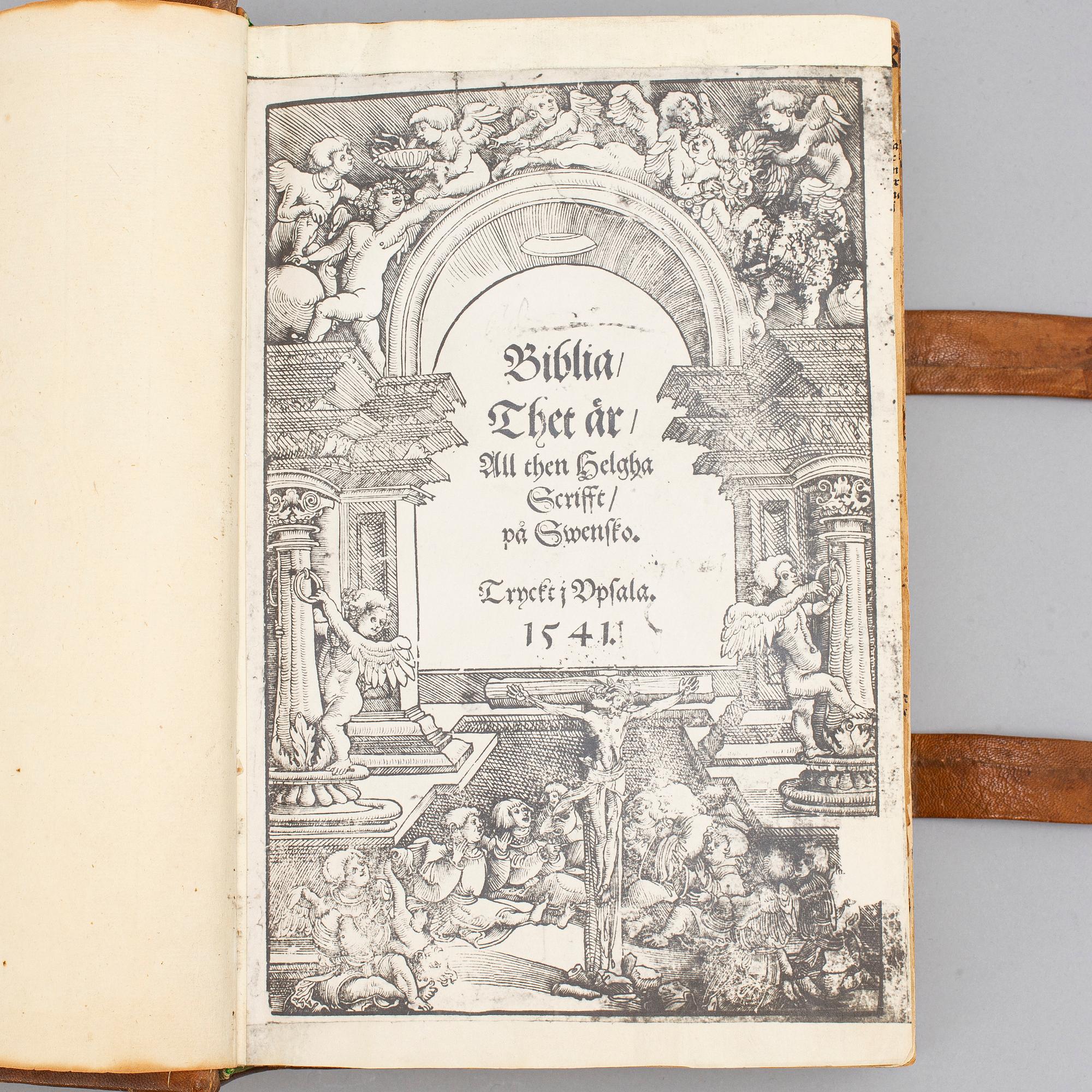 A bible, called Gustav Vasa's Bible, printed in Uppsala 1541.