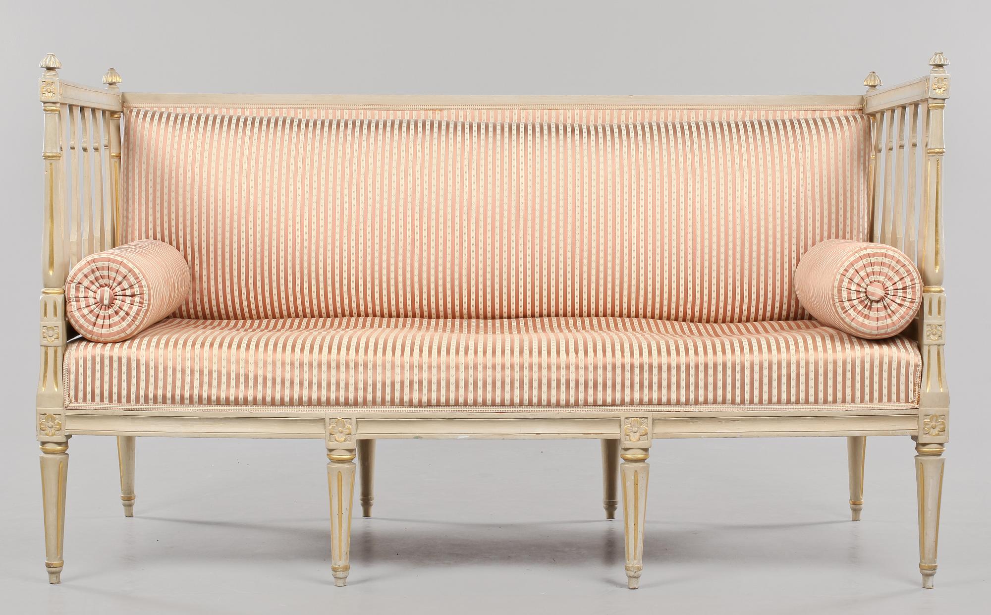 SOFFA, signerad AHM för Anders Hellman d ä, samt märkt med Stockholms stolmakarämbetes sigill, 1700-talets senare del.