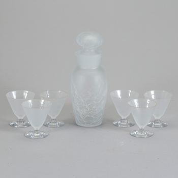 SHAKER OCH COCKTAILGLAS, 7 delar, glas, Reijmyre, 1900-talets andra hälft.