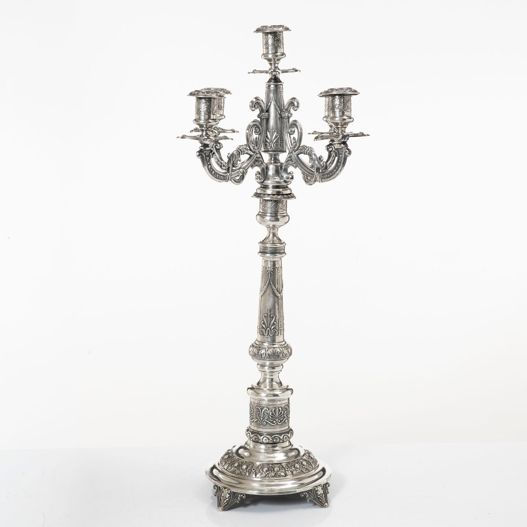 Candelabrum, silver, Isaac (Icek) Ehrlich, Warsaw, circa 1900.