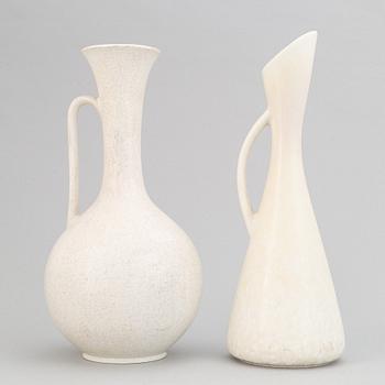 Gunnar Nylund, a set of three stoneware jugs and a vase for Rörstrand, 1950's/60's.