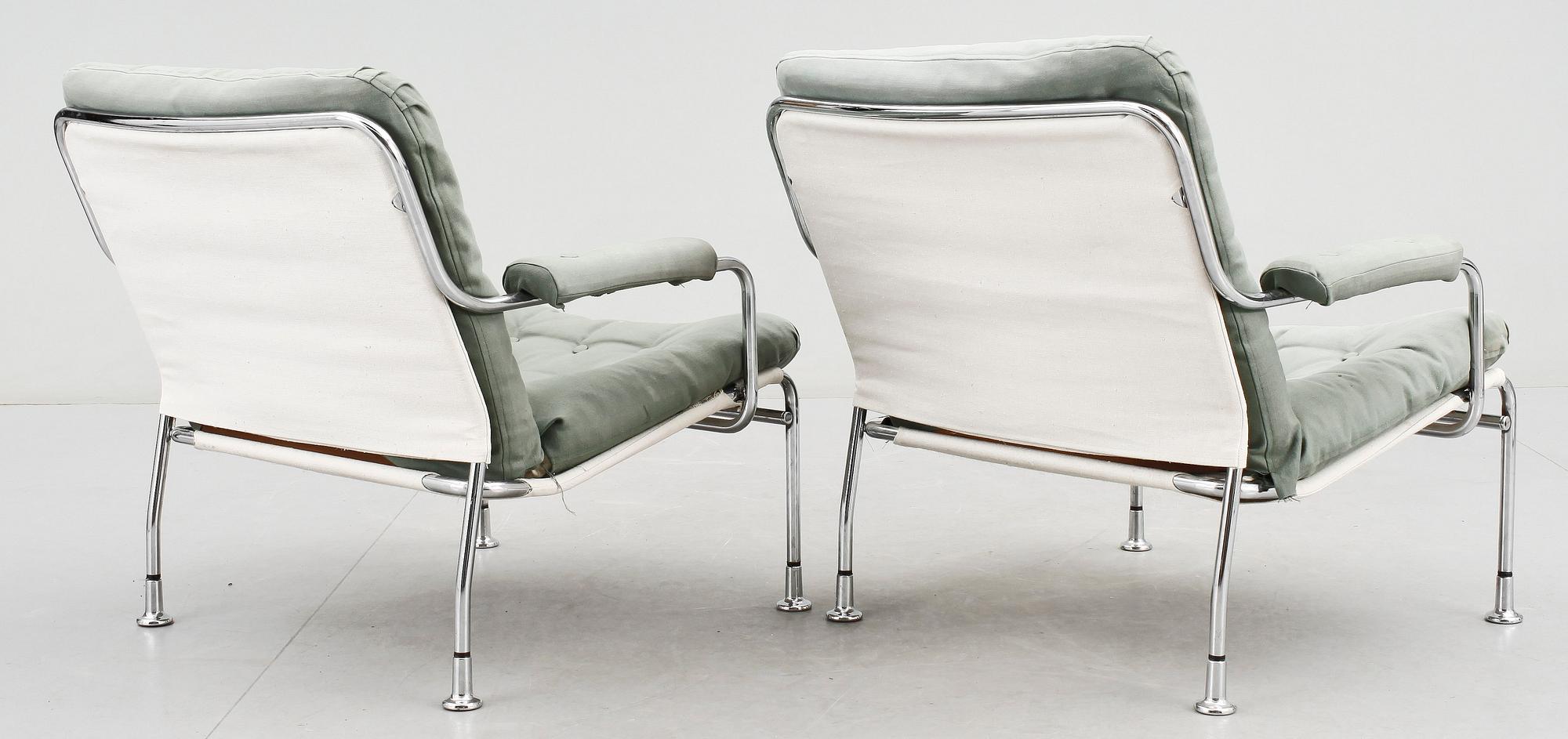 FÅTÖLJER, ett par, möjligen Bruno Mathsson, Dux, 1900-talets fjärde kvartal.