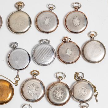 Collection of pocket watches, 63 pieces, "No reserve", various materials.