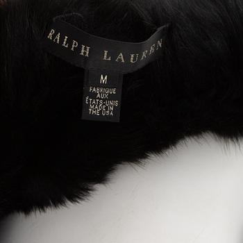 RALPH LAUREN, a black lambfur shawl / stola, size M.