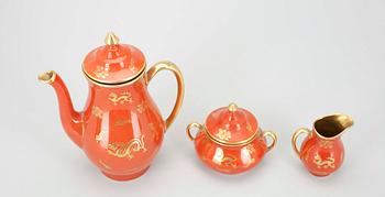 KAFFEKANNA, SOCKERSKÅL samt GRÄDDSNÄCKA, porslin, Edward Hald, Karlskrona Porslinsfabrik 1930/1940-tal.