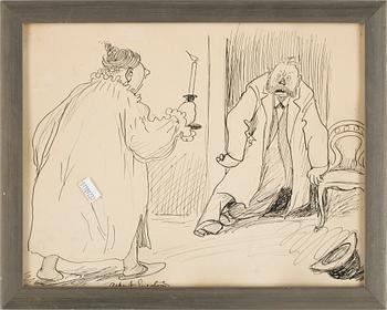 ALBERT ENGSTRÖM, tuschteckning, sign.