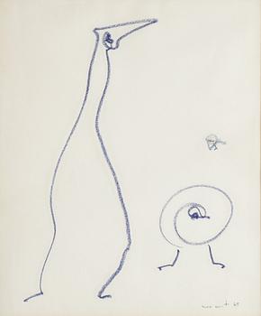 Max Ernst, chalk on paper, signed and dated -65.