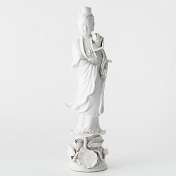 Figurin, porslin, blanc de chine, Guanyin, Kina, 1900-tal.